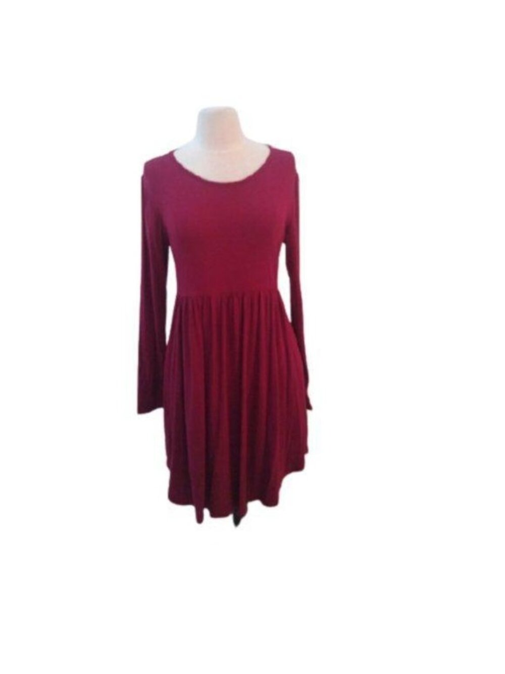 VIISHOW Long Sleeved Knit Dress, Cranberry Burgundy, Size Large
